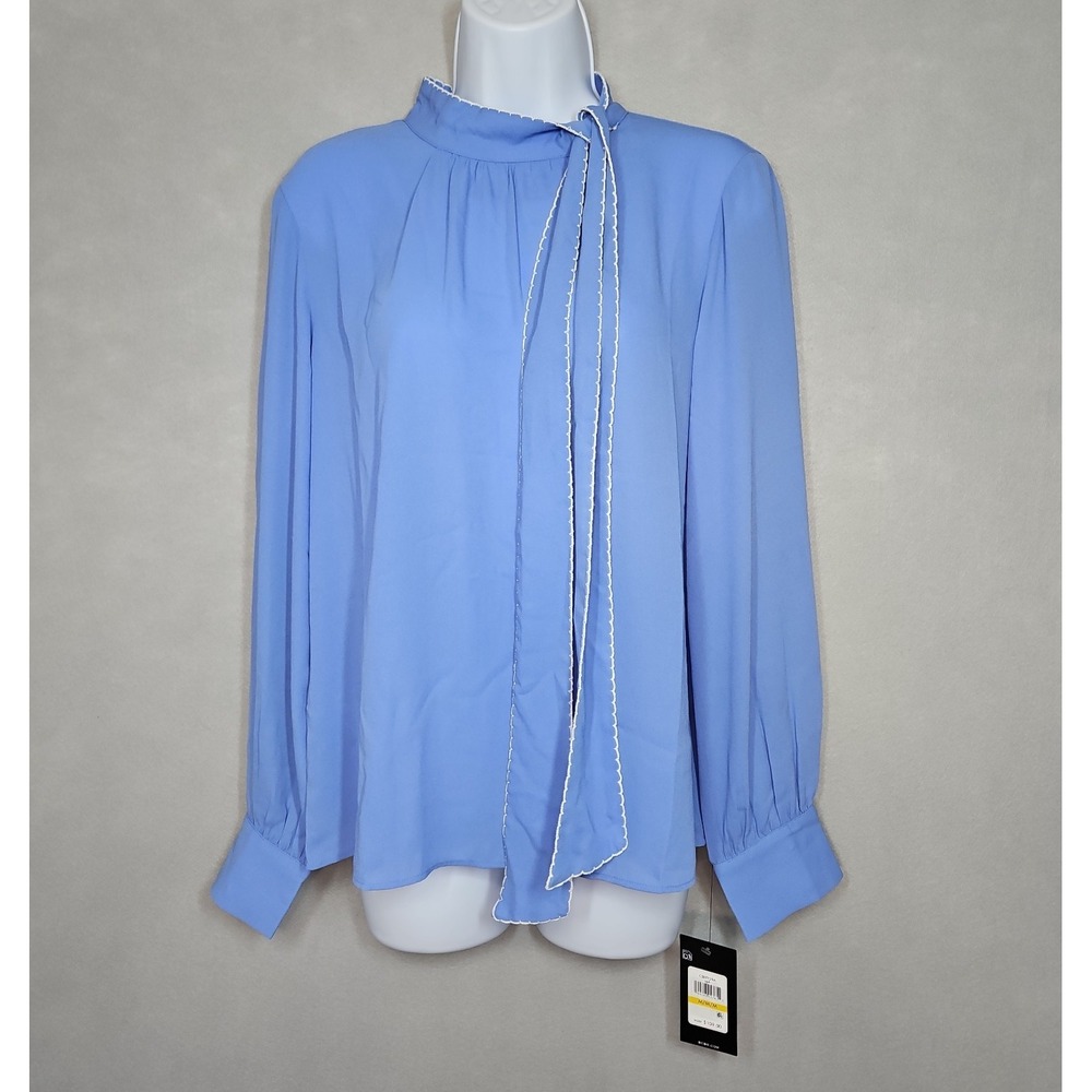 BCBG Womens Purple Tie Neck Long Sleeve Blouse Size Medium NWT